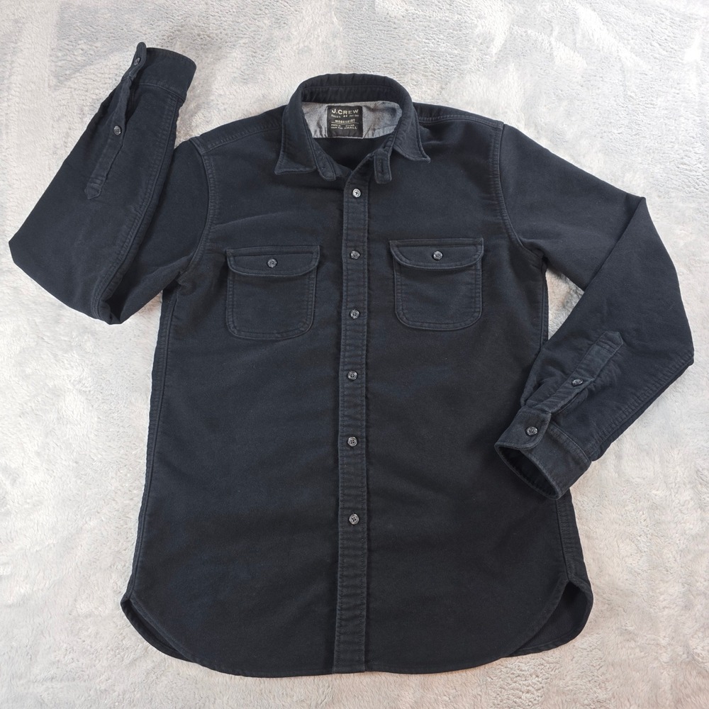 J.Crew Mens Small Black Workshirt F4558 Cotton Long Sleeve Button Down Utility